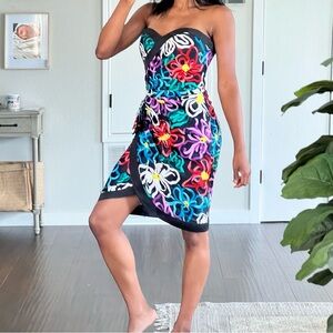 Vintage A.J. Bari floral Print Bustier Dress size 6